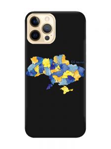 Матовий чорний чохол на Apple iPhone 12 Pro Max :: Карта України (принт 261)