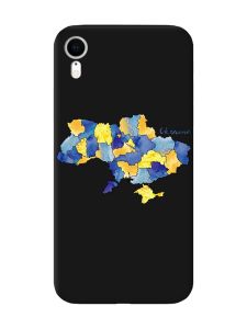 Матовий чорний чохол на Apple iPhone XR :: Карта України (принт 261)