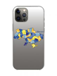 Прозорий чохол на iPhone 12 Pro Max :: Карта України (принт 261)