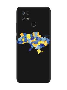 Матовий чорний чохол на Xiaomi Redmi 10C :: Карта України (принт 261)