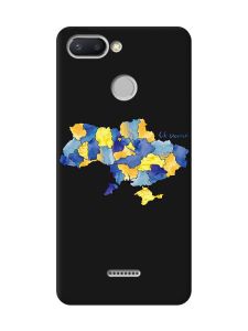 Матовий чорний чохол на Xiaomi Redmi 6 :: Карта України (принт 261)
