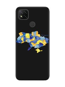 Матовий чорний чохол на Xiaomi Redmi 9C/10A :: Карта України (принт 261)