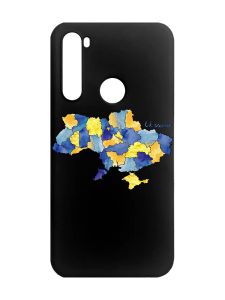 Матовий чорний чохол на Xiaomi Redmi Note 8 :: Карта України (принт 261)