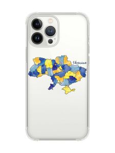 Чохол із потовщеними кутами на iPhone 14 Pro Max :: Карта України (принт 261)