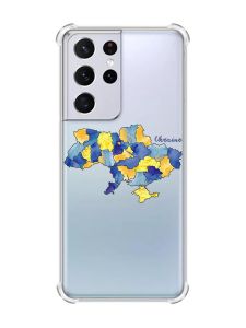Чохол з потовщеними кутами на Samsung Galaxy S21 Ultra :: Карта України (принт 261)