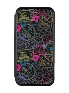 Чохол-книжка з малюнком для Xiaomi Redmi Note 10 Pro/10 Pro Max Чорний :: Подорожі. Штампи (принт 316)