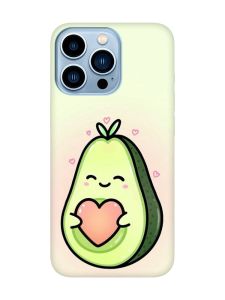Матовий чохол з бірюзовими боками на Apple iPhone 13 Pro Max :: Кавай авокадо з сердечком (принт 310)