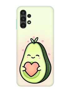 Матовий чохол з бірюзовими боками на Samsung Galaxy A13 4G :: Кавай авокадо з сердечком (принт 310)
