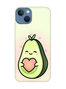 Матовий чохол з червоними боками на Apple iPhone 13 :: Кавай авокадо з сердечком (принт 310)