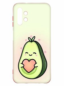Матовий чохол з червоними боками на Samsung A13 4G :: Кавай авокадо з сердечком (принт 310)
