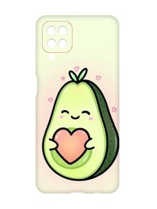 Матовий чохол з червоними боками на Samsung Galaxy A12 :: Кавай авокадо з сердечком (принт 310)