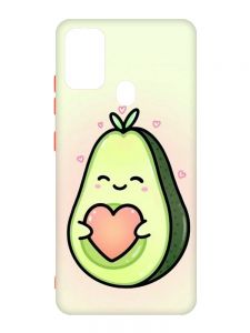 Матовий чохол з червоними боками на Samsung Galaxy M30s/M21 :: Кавай авокадо з сердечком (принт 310)