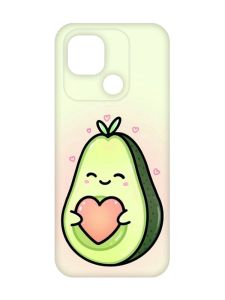 Матовий чохол з червоними боками на Xiaomi Redmi 10C :: Кавай авокадо з сердечком (принт 310)