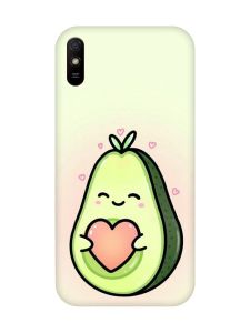 Матовий чохол з червоними боками на Xiaomi Redmi 9A :: Кавай авокадо з сердечком (принт 310)