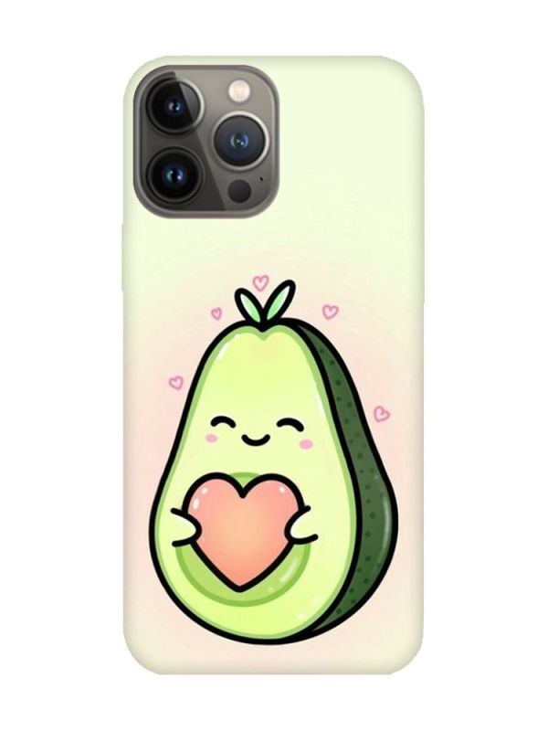 Матовий чохол з рожевими боками на Apple iPhone 13 Pro :: Кавай авокадо з сердечком (принт 310)