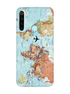 Матовий чохол з рожевими боками на Xiaomi Redmi Note 8 :: Карта світу (принт 318)