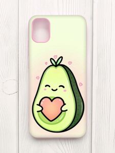 Матовий чохол з рожевими боками на Samsung Galaxy A04E/A042 :: Кавай авокадо з сердечком (принт 310)