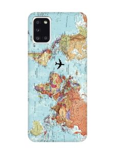 Матовий чохол з чорними боками на Samsung Galaxy A31 :: Карта світу (принт 318)