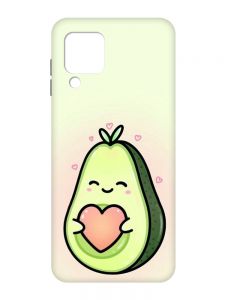 Матовий чохол з чорними боками на Samsung Galaxy A22 4G/M32/M22 :: Кавай авокадо з сердечком (принт 310)