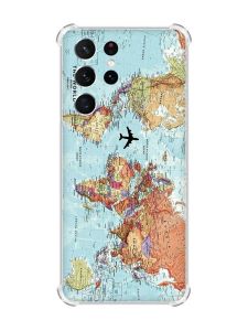 Чохол з потовщеними кутами на Samsung Galaxy S21 Ultra :: Карта світу (принт 318)