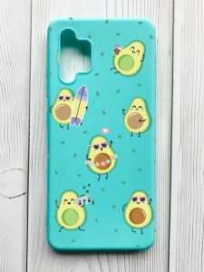 Матовий бірюзовий чохол на Samsung Galaxy A32 :: Авокадо на відпочинку (принт 302)