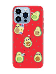 Матовий червоний чохол на Apple iPhone 13 Pro Max :: Авокадо на відпочинку (принт 302)