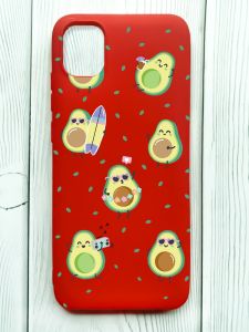 Матовий червоний чохол на Samsung Galaxy A04E/A042 :: Авокадо на відпочинку (принт 302)