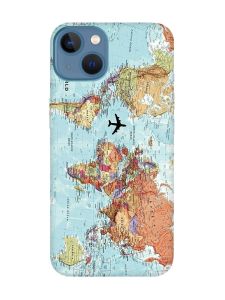 Матовий чохол з бірюзовими боками на Apple iPhone 13 :: Карта світу (принт 318)