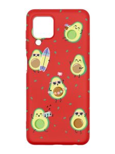 Матовий червоний чохол на Samsung Galaxy A22 4G/M32/M22 :: Авокадо на відпочинку (принт 302)