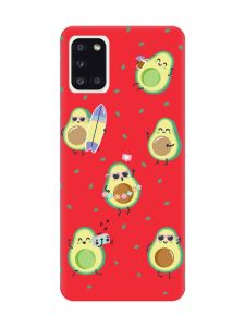 Матовий червоний чохол на Samsung Galaxy A31 :: Авокадо на відпочинку (принт 302)