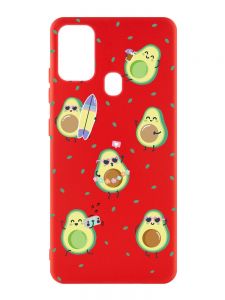 Матовий червоний чохол на Samsung Galaxy M30s/M21 :: Авокадо на відпочинку (принт 302)