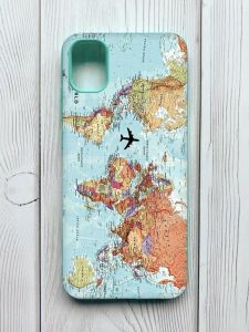 Матовий чохол з бірюзовими боками на Samsung Galaxy A04E / A042 :: Карта світу (принт 318)