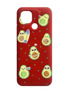 Матовий червоний чохол на Xiaomi Redmi 10C :: Авокадо на відпочинку (принт 302)