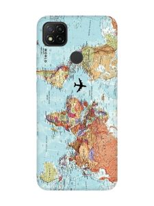 Матовий чохол з бірюзовими боками на Xiaomi Redmi 9C/10A :: Карта світу (принт 318)