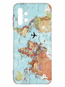Матовий чохол з червоними боками на Samsung A13 4G :: Карта світу (принт 318)