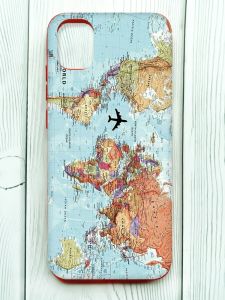 Матовий чохол з червоними боками на Samsung Galaxy A04E/A042 :: Карта світу (принт 318)