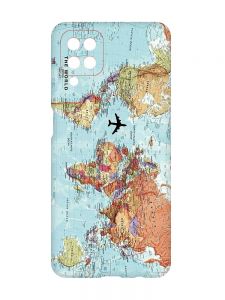 Матовий чохол з червоними боками на Samsung Galaxy A12 :: Карта світу (принт 318)