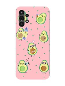 Матовий рожевий чохол на Samsung A13 4G :: Авокадо на відпочинку (принт 302)