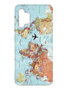 Матовий чохол з рожевими боками на Samsung Galaxy A32 :: Карта світу (принт 318)