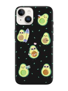 Матовий чорний чохол на Apple iPhone 14 :: Авокадо на відпочинку (принт 302)
