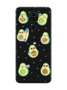 Матовий чорний чохол на Xiaomi Redmi Note 9 :: Авокадо на відпочинку (принт 302)