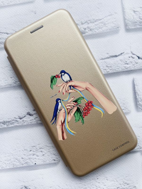 Чохол-книжка з малюнком для Samsung Galaxy А50 (2019) А505/A30s Золотий; Ластівки (патріотичний принт 15)