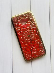 Силіконовий чохол для Samsung Galaxy А3(2017) А320 Ромби випуклі. Червона павутинка