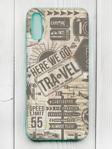 Матовий чохол з бірюзовими боками на Xiaomi Redmi 9А :: Мандри (принт 324)