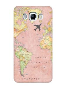 Матовий чохол з бірюзовими боками на Samsung Galaxy J7(2016) J710 :: Подорожі. Карта (принт 320)