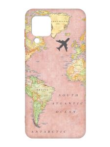 Матовий чохол з червоними боками на Samsung Galaxy A22 4G/M32/M22 :: Подорожі. Карта (принт 320)