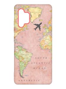 Матовий чохол з червоними боками на Samsung Galaxy A32 :: Подорожі. Карта (принт 320)