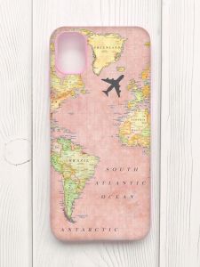Матовий чохол з рожевими боками на Samsung Galaxy A04E/A042 :: Подорожі. Карта (принт 320)