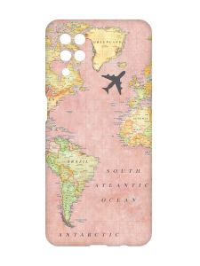Матовий чохол з рожевими боками на Samsung Galaxy A12 :: Подорожі. Карта (принт 320)