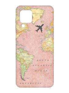 Матовий чохол з рожевими боками на Samsung Galaxy A22 4G/M32/M22 :: Подорожі. Карта (принт 320)